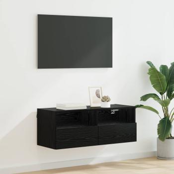 ARDEBO.de - TV-Wandschrank 80 x 30 x 30 cm Schwarz Eichen-Optik