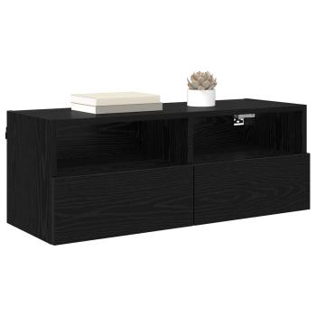 TV-Wandschrank 80 x 30 x 30 cm Schwarz Eichen-Optik