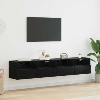 ARDEBO.de - TV-Wandregale 2 stk. Schwarz Eichen-Optik Holzwerkstoff
