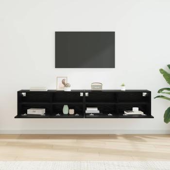 TV-Wandregale 2 stk. Schwarz Eichen-Optik Holzwerkstoff