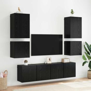 TV-Wandschrank 40,5x30x40cm Schwarz Eichen-Optik Holzwerkstoff