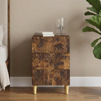 ARDEBO.de - Nachttisch Geräucherte Eiche 43 x 39,5 x 66,5 cm Holzwerkstoff