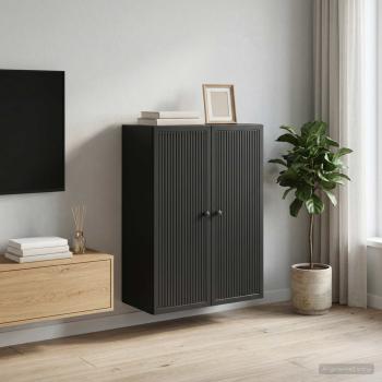 ARDEBO.de - Wandschrank Schwarz 66 x 34,5 x 90 cm Holzwerkstoff