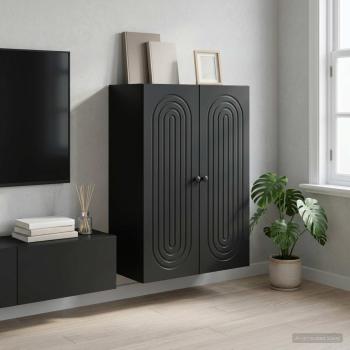 ARDEBO.de - Wandschrank Schwarz 66 x 34,5 x 90 cm Holzwerkstoff