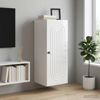 ARDEBO.de - Wandschrank 33 x 34,5 x 90 cm Holzwerkstoff Hochglanz-Wei?