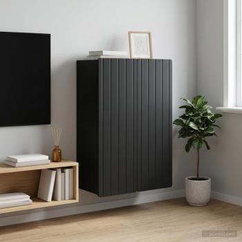 ARDEBO.de - Wandschrank Schwarz 66 x 34,5 x 92 cm Holzwerkstoff