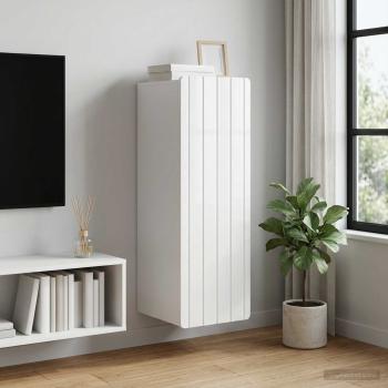 ARDEBO.de - Wandschrank Hochglanz Weiß 33 x 34,5 x 94 cm Holzwerkstoff