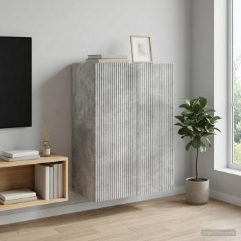 ARDEBO.de - Wandschrank 66 x 34,5 x 90 cm Holzwerkstoff Betongrau