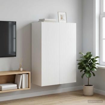 ARDEBO.de - Wandschrank 66 x 34,5 x 90 cm Holzwerkstoff Hochglanz Weiß