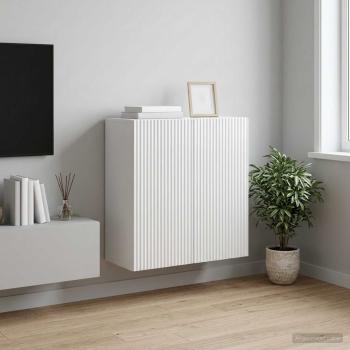 ARDEBO.de - Wandschrank 59 x 31 x 60 cm Holzwerkstoff Hochglanz Weiß