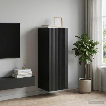 ARDEBO.de - Wandschrank 33 x 34,5 x 90 cm Holzwerkstoff Schwarz
