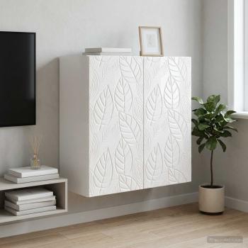 ARDEBO.de - Wandschrank 59 x 31 x 60 cm Holzwerkstoff Hochglanz Weiß