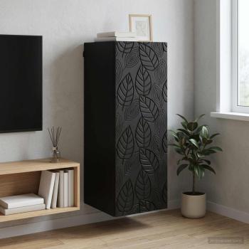 ARDEBO.de - Wandschrank 33 x 34,5 x 90 cm Holzwerkstoff Schwarz
