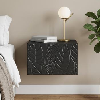 ARDEBO.de - Wandmontierter Nachttisch Schwarz 49 x 34,5 x 20 cm