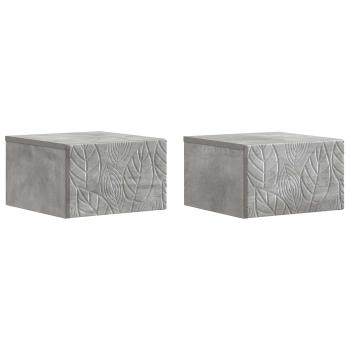 Wandmontierter Nachttisch 2 Stk. Betongrau 49 x 34,5 x 20 cm