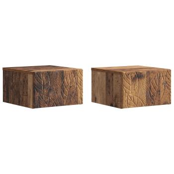 Wandmontierter Nachttisch 2 Stk. Altholz 49 x 34,5 x 20 cm