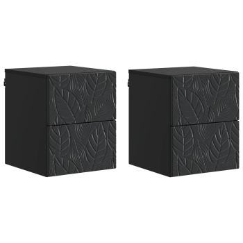 Wandmontierter Nachttisch 2 Stk. Schwarz 34,5 x 33 x 40 cm