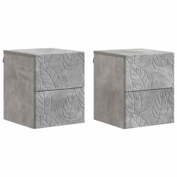 Wandmontierter Nachttisch 2 Stk. Betongrau 34,5 x 33 x 40 cm