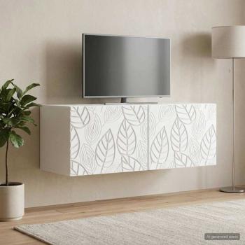 ARDEBO.de - Wandmontierter TV-Schrank 98 x 41 x 30 cm Weiß Holzwerkstoff