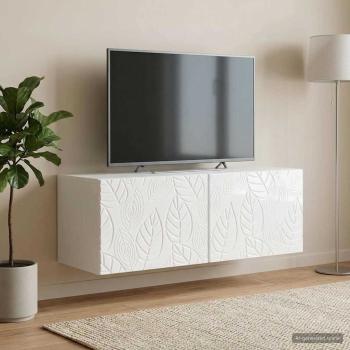 Wandmontierter TV-Schrank 59,5 x 31 cm Hochglanz Weiß