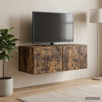 ARDEBO.de - Wandmontierter TV-Schrank 78,5 x 31 cm Geräucherte Eiche