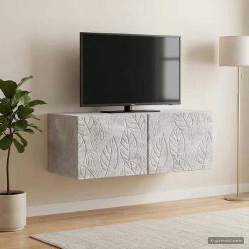 ARDEBO.de - Wandmontierter TV-Schrank 98 x 31 cm Betongrau Holzwerkstoff