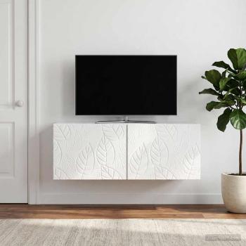 Wandmontierter TV-Schrank 98 x 31 cm Hochglanz Weiß