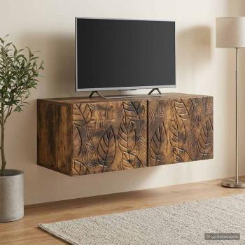 ARDEBO.de - Wandmontierter TV-Schrank 98 x 31 cm Geräucherte Eiche