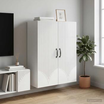 ARDEBO.de - Wandschrank 66 x 34,5 x 90 cm Holzwerkstoff Hochglanz Weiß