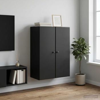 ARDEBO.de - Wandschrank 66 x 34,5 x 90 cm Holzwerkstoff Schwarz