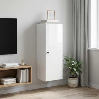 ARDEBO.de - Wandschrank 33 x 34,5 x 90 cm Holzwerkstoff Hochglanz Weiß