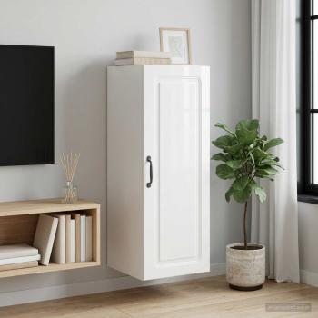 ARDEBO.de - Wandschrank 33 x 34,5 x 90 cm Holzwerkstoff Hochglanz Weiß