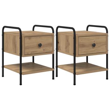 Nachttisch 2 Stk. Artisan-Eiche 35 x 36,5 x 47 cm Holzwerkstoff