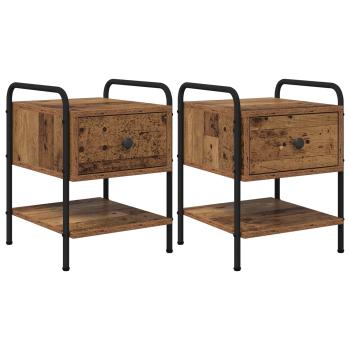 Nachttisch 2 Stk. Altholz 35 x 36,5 x 47 cm Holzwerkstoff