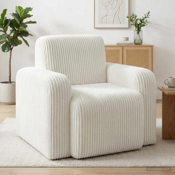 ARDEBO.de - Sessel Creme Cord
