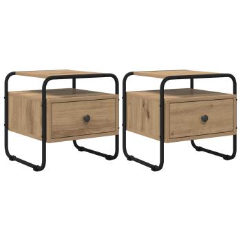 Nachttisch 2 Stk. Artisan-Eiche 40 x 39,5 x 40 cm Holzwerkstoff