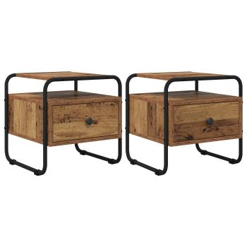 ARDEBO.de - Nachttisch 2 Stk. Altholz 40 x 39,5 x 40 cm Holzwerkstoff
