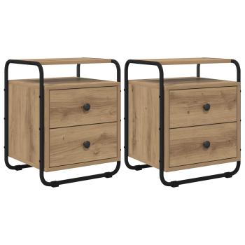 ARDEBO.de - Nachttisch 2 Stk. Artisan-Eiche Holzwerkstoff