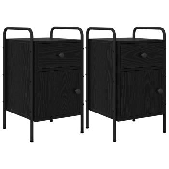 ARDEBO.de - Nachttisch 2 Stk. Schwarze Eiche 35 x 36,5 x 61 cm