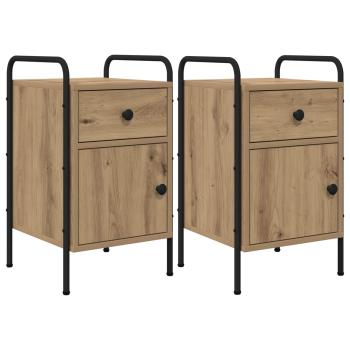 Nachttisch 2 Stk. Artisan-Eiche 35 x 36,5 x 61 cm Holzwerkstoff