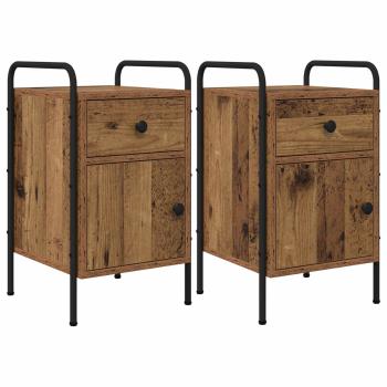 ARDEBO.de - Nachttisch 2 Stk. Altholz 35 x 36,5 x 61 cm Holzwerkstoff