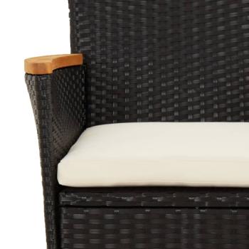 3-tlg. Garten-Bistro-Set mit Kissen Schwarz Poly Rattan