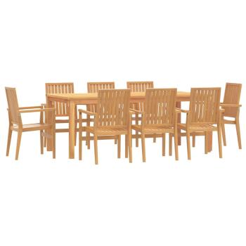 9-tlg. Garten-Essgruppe Massivholz Teak