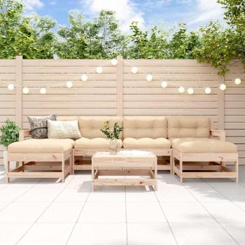 ARDEBO.de - 7-tlg. Garten-Lounge-Set Massivholz Kiefer