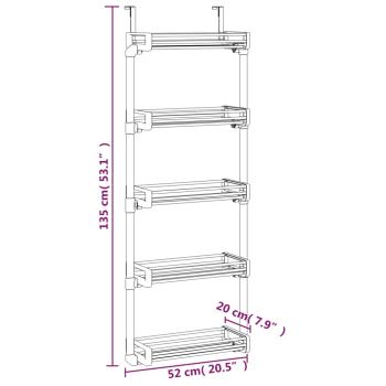Tür-Organizer mit 5 Ablagen 52x20x135 cm Aluminium