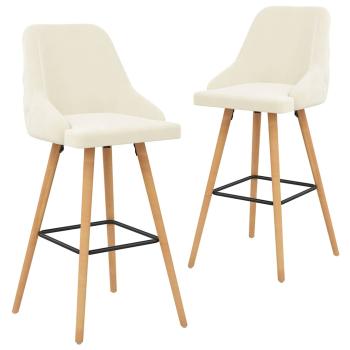 ARDEBO.de - Barhocker 2 Stk. Creme Samt