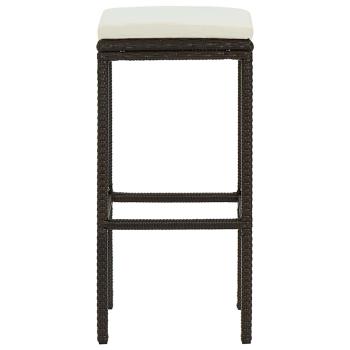 Barhocker mit Kissen 2 Stk. Braun Poly Rattan