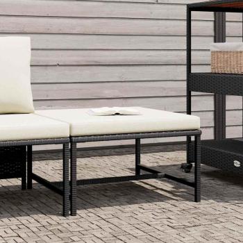 Modular-Fußhocker mit Kissen Schwarz Poly Rattan