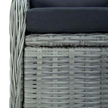 Verstellbarer Gartensessel mit Auflagen Poly Rattan Hellgrau