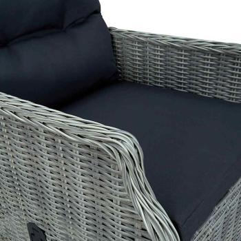 Verstellbarer Gartensessel mit Auflagen Poly Rattan Hellgrau